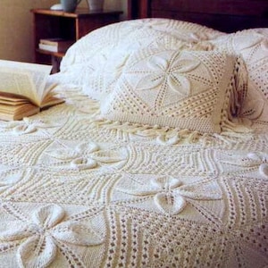 RETIREMENT SALE *** Vintage Knitting Pattern for Leaf Blanket and Cushion Throw Afghan Bedspread Pillow Keep Warm this Winter