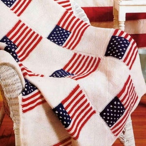 Vintage Knitting Pattern for Stars and Stripes Afghan Throw American Flag  Independence Day American Pride USA Patriotic