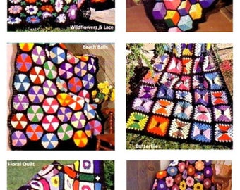 RETIREMENT SALE *** Vintage Crochet Pattern for Seven Scrap Afghans Throw Blanket  Granny Squares Retro