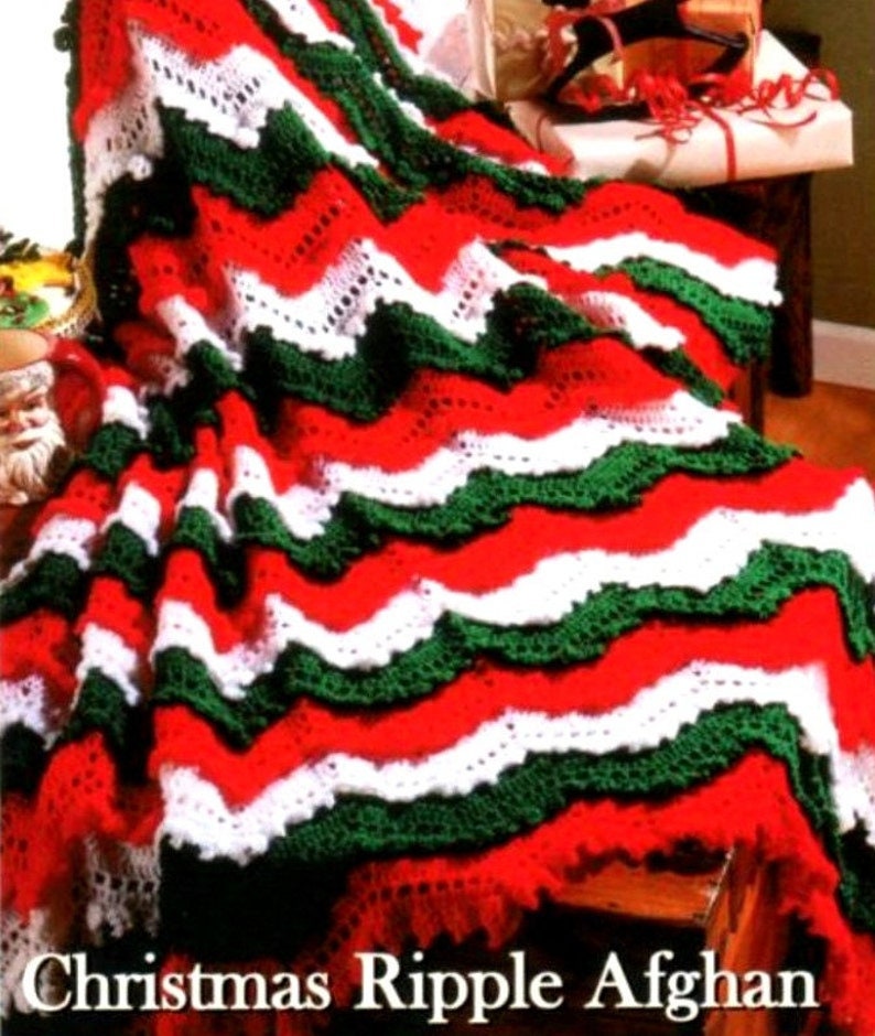 RETIREMENT SALE *** Vintage Crochet Pattern Booklet Rose Ripple Afghan and More Christmas Afghan Throw Blanket Bedspread 12 Page Booklet image 2