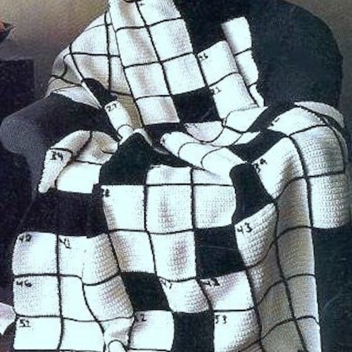 Vintage Crochet Pattern Crossword Puzzle Afghan Throw Blanket Etsy