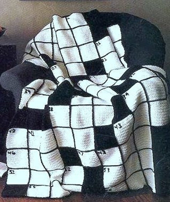 Vintage Crochet Pattern Crossword Puzzle Afghan Throw Blanket Etsy UK