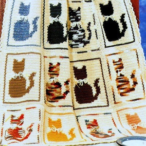 RETIREMENT SALE ***  Vintage Crochet Pattern  for Cat Afghan Throw Blanket Kittens Cats Retro