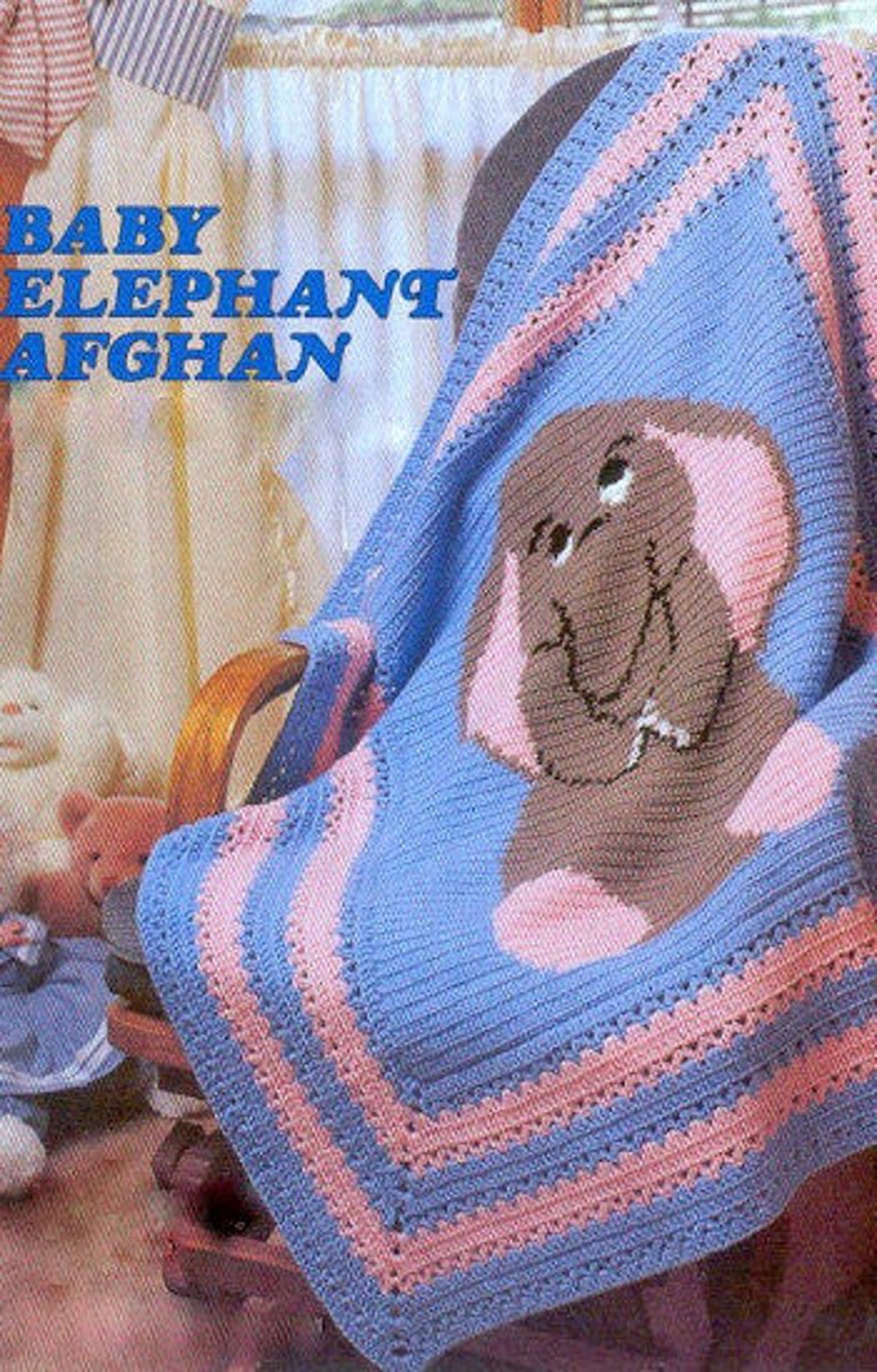 Vintage Crochet Pattern PDF Baby Elephant Afghan Baby Pram Cover Cot