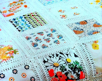 RETIREMENT SALE *** Vintage Crochet Sewing  Pattern for Patchwork Afghan Pillow  Cushion