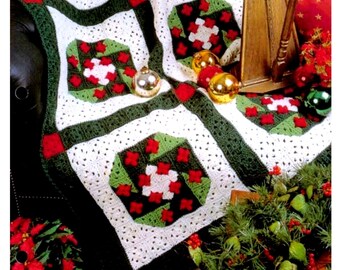 Vintage Crochet Pattern for Holly Wreath Christmas Holiday Afghan  Blanket Throw  Keep Warm this Winter INSTANT DOWNLOAD PDF