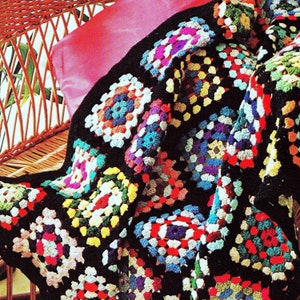 RETIREMENT SALE *** Vintage Crochet Pattern  for 1970s Granny Square  Keep Warm this WinterAfghan Throw Blanket  Retro