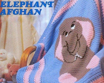 RETIREMENT SALE *** Vintage Crochet Pattern PDF Baby Elephant Afghan Baby Pram Cover Cot Blanket