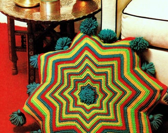 RETIREMENT SALE *** Vintage Crochet Pattern Moroccan Kasbah Pillow Floor Cushion with Tassels   Retro