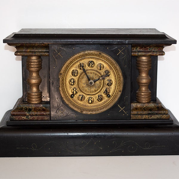 Representative antique pendulum fireplace clock USA Thor Extra Gilbert Clock around 1890