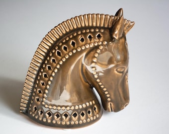 Schöner Vintage Keramik Pferde Kopf römischer Stil 60er 70er