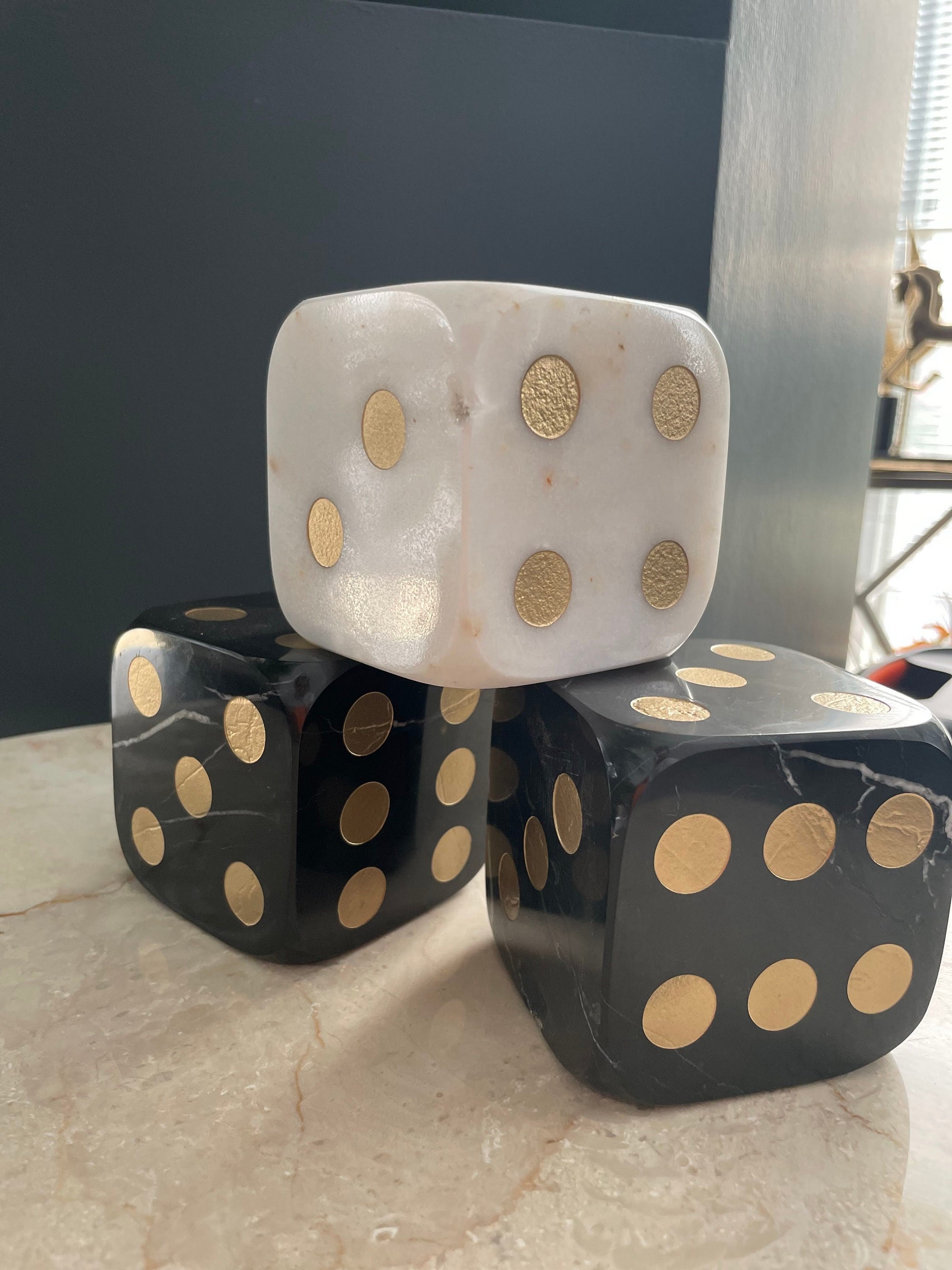 Marble Dice Decoration Object, Luxury Handcrafted Office Gift, Fathers