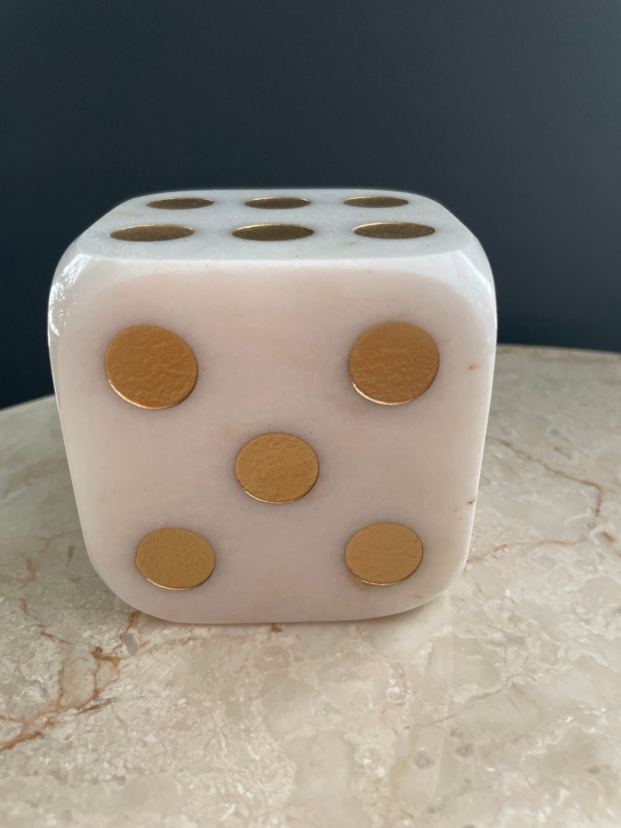 Marble Dice Decoration Object, Luxury Handcrafted Office Gift, Fathers
