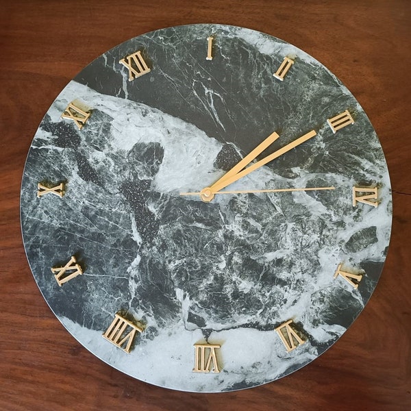 Marble Effect Wall Clocks Etsy
