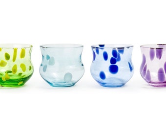 Handblown Drinking Glass Ripple Design | Spotty Body Collection, short glass | 1 Glass