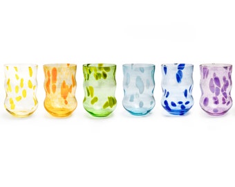 Handblown Drinking Glass Ripple Design | Spotty Body Collection, tall glass | 1 Glass