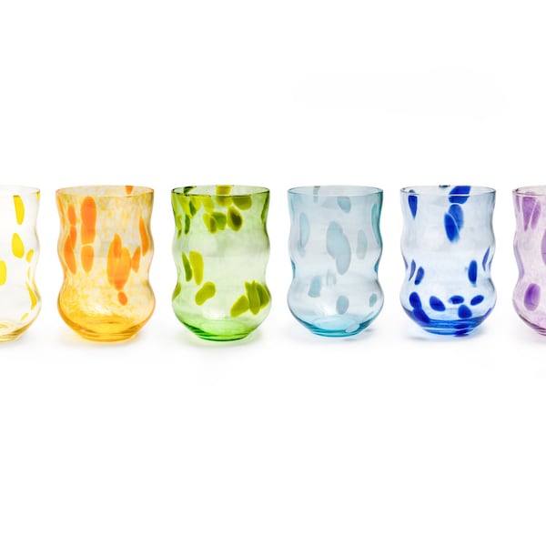 Handblown Drinking Glass Ripple Design | Spotty Body Collection, tall glass | 1 Glass