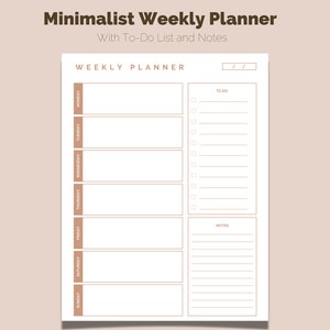 Weekly Planner | Printable Planner | To Do List | Printable To Do List | Blank To Do List PDF | Minimalist To Do List | Digital Planner