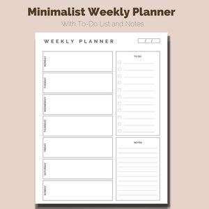 Weekly Planner | Printable Planner | To Do List | Printable To Do List | Blank To Do List PDF | Minimalist To Do List | Digital Planner