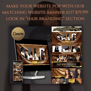 Luxury Hair Branding Kit, Hang Tags and Thank You Card Kit| DIY Canva Templates| Printable Glam Luxury Hair Extensions or Wig Branding image 7