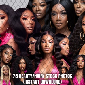 75 Beauty Stock Photos Bundle| Hair business Photos| Black Beauty Photoshoot Photos| Beauty Model Photos| Photos for Hair, Wigs, Extensions