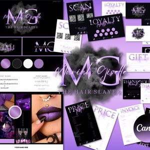 Lila Beauty Branding Kit Set Bündel| Luxus Geschäftsausstattung für Salon, Make-up Artist, Hair Stylist, Nail Tech, Eye Lash Tech Logo