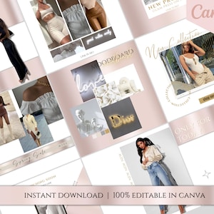 70 Instagram Post Templates| Clothing Ecommerce Social Media Templates| Instagram Feed Posts| Business Ig Feed| Ig bundle| Canva| Blush pink