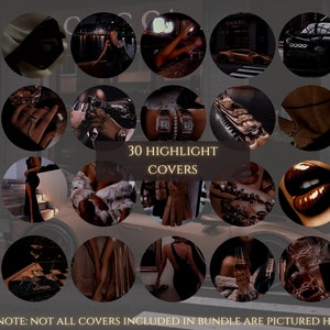 May include: A collage of 20 round images featuring various luxury lifestyle themes, including fashion, jewelry, cars, and travel. The text "30 HIGHLIGHT COVERS" is displayed in the center of the collage.