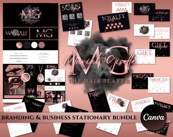 Rose Gold Beauty Branding Kit Set Bundle| Luxury Business Stationery for Salon, Makeup Artist, Hair Stylist, Nail Tech, Eyelash Tech| Logo