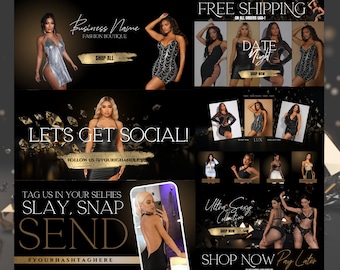 DIY Website Banner Kit| Shopify Clothing Boutique Website Design Templates| Ecommerce Web Banner Templates| Canva| Retail| luxury Brand