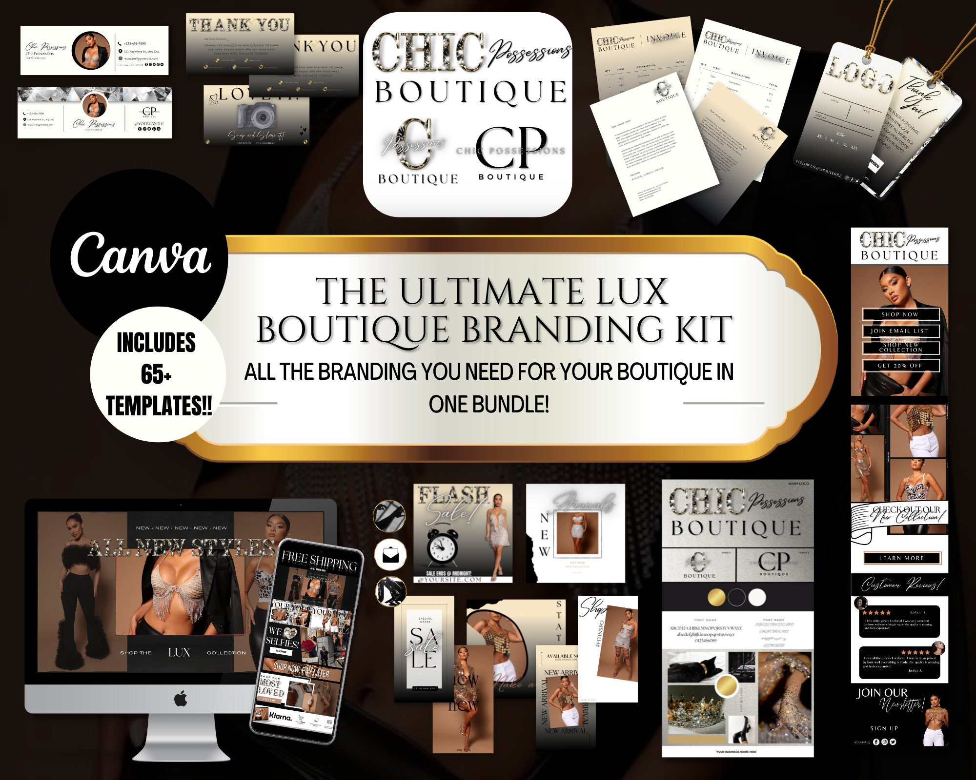Luxury Boutique Branding Kit Complete Branding Bundle for Etsy