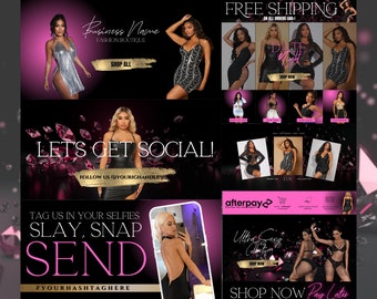DIY Website Banner Kit| Shopify Clothing Boutique Website Design Templates| Ecommerce Web Banner Templates| Canva| Retail| luxury Brand