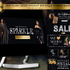 DIY Website Banner Kit| Luxury Glam Shopify or Wix Clothing Boutique Website Design Template| Web Banner Templates| Canva| Retail|