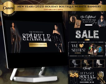 DIY Website Banner Kit| Luxury Glam Shopify or Wix Clothing Boutique Website Design Template| Web Banner Templates| Canva| Retail|