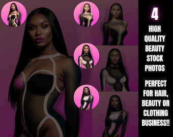 Beauty Stock Photos| Straight Hair Photos| Black Beauty Photoshoot Photos| Beauty Model Photos| Photos for Hair, Wigs, Extensions