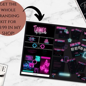 Bundle med mallar för neonlogotyper | Logotypdesign för skönhetsföretag för frisör, nageltekniker, peruker, skönhetsbarer, salonger, PMU, kroppskonturer och fransar bild 7