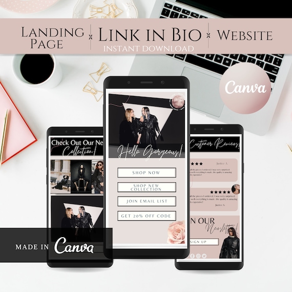 Link in Bio Template, Instagram Landing Page, Entrepreneur Landing Page Website, IG Link in Bio, Lead Magnet, Canva Template