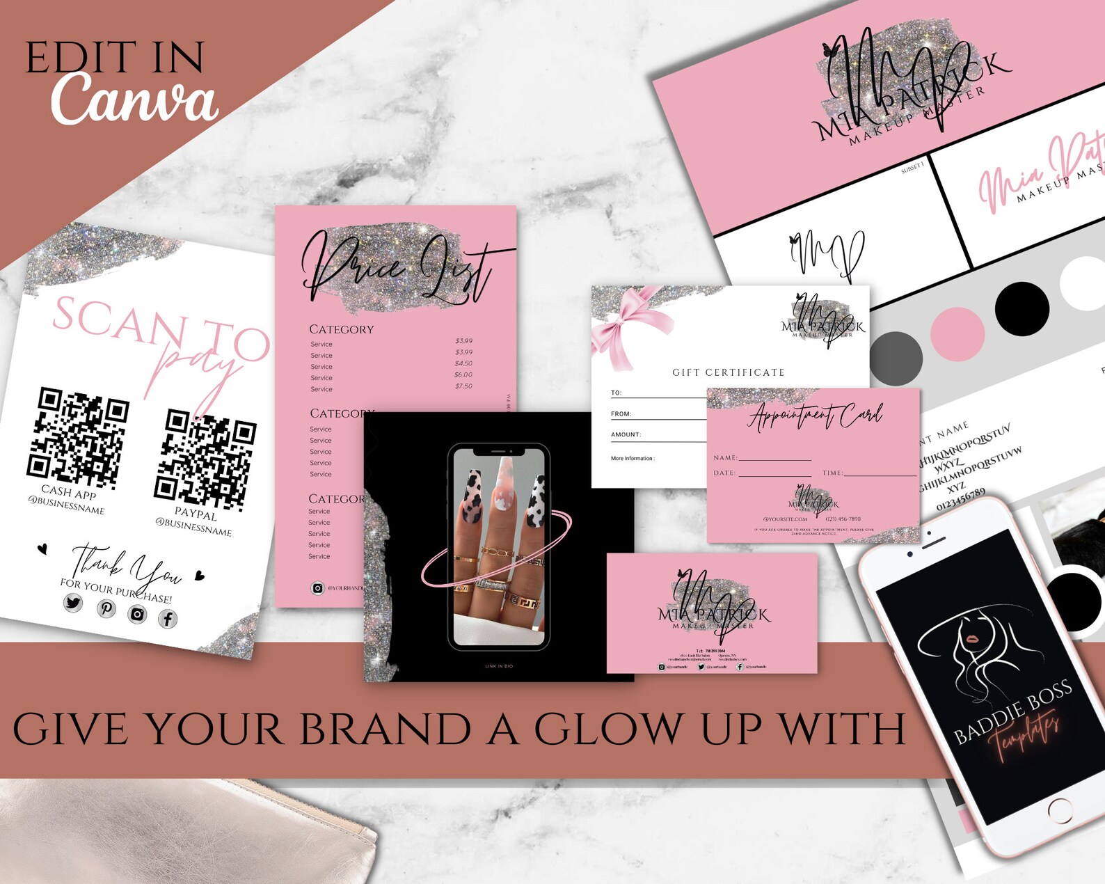 Beauty Branding Kit Set Bundle| Luxury Branding Templates for Salon ...