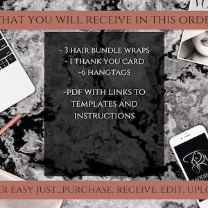 Luxury Hair Branding Kit, Hang Tags and Thank You Card Kit| DIY Canva Templates| Printable Glam Luxury Hair Extensions or Wig Branding image 8