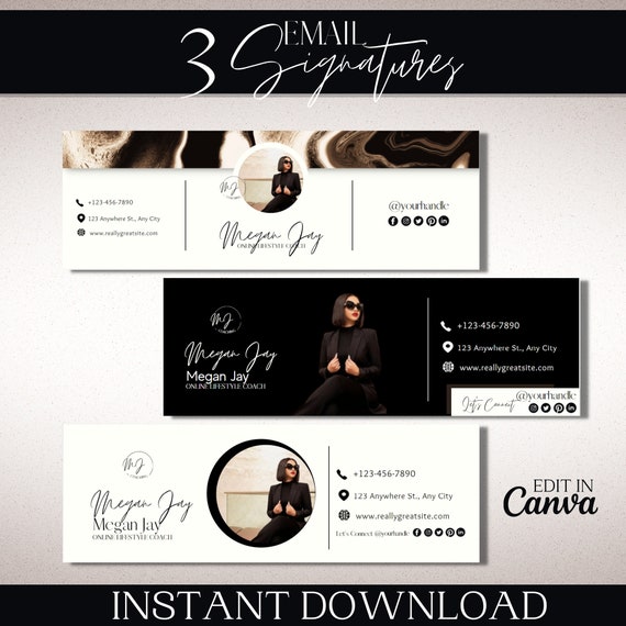 3 Professional  Looking Canva Email Signature Templates for Gmail or Outlook