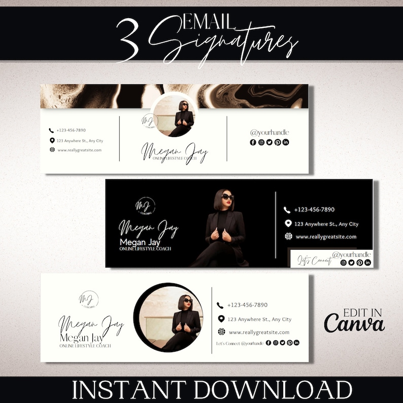 3 Professional Looking Canva Email Signature Templates for Gmail or Outlook image 1