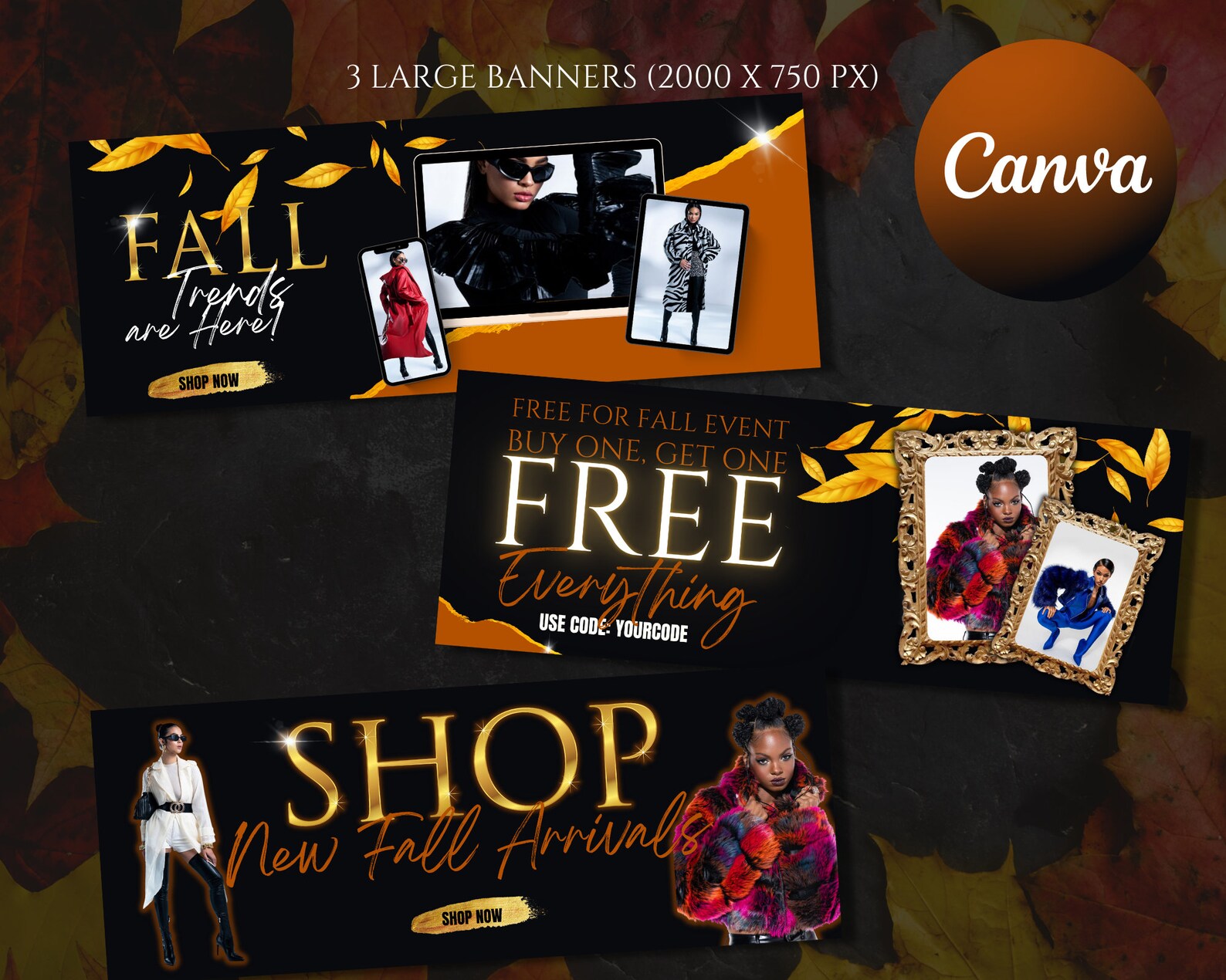 Fall Theme Website Fall Season Website Banner Kit| Web Banner Template Set| Clothing ...