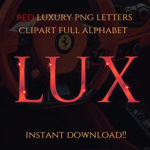 Red Metal Luxe PNG Alfabet Clipart | Letters A-Z Capitol Alleen | Decoratieve belettering| Typografie| Logo-elementen| Digitaal Alfabet