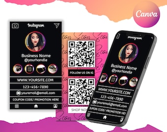 Instagram Business Card Template for Influencer or Business| Ig Dark Mode Inspired Calling Card| Instagram Profile Scan Business card