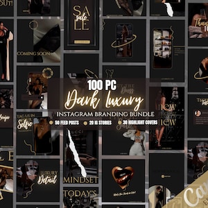 Instagram Post Templates| Dark Luxury Blogger| Black luxurious Social Media| Fashion Business Marketing Ig Canva Templates| Ig feed Posts