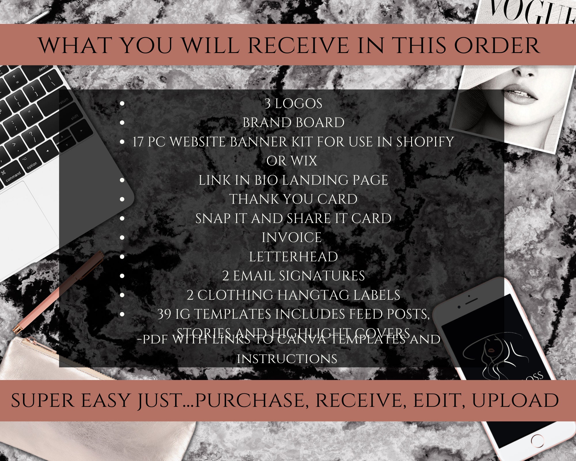 Luxury Boutique Branding Kit Complete Branding Bundle for Etsy