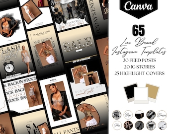 Instagram Post Templates| Luxury Classy Branding for Clothing Boutique| Black White luxurious Social Media| Canva Templates| Ig feed Posts