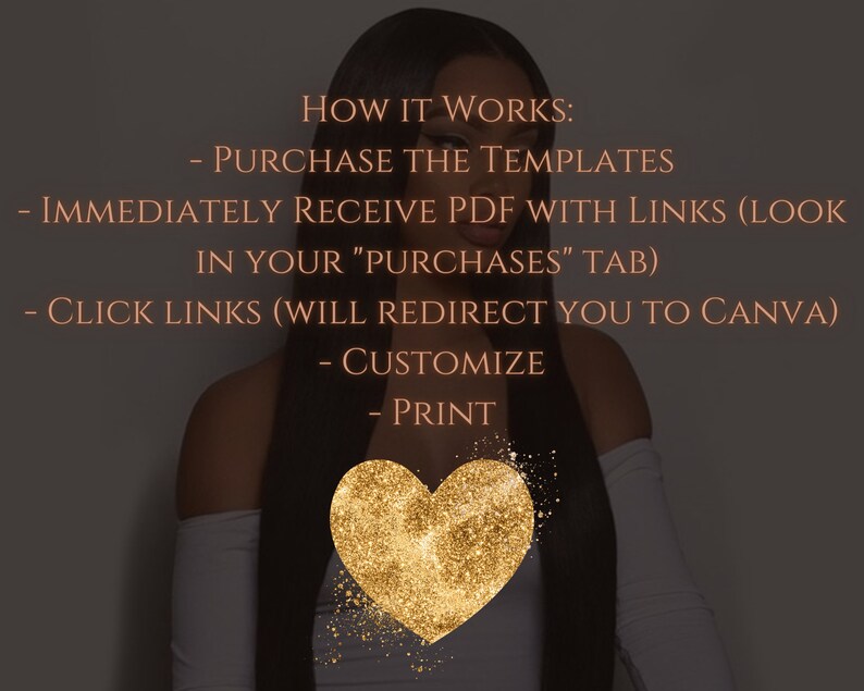 Luxury Hair Branding Kit, Hang Tags and Thank You Card Kit| DIY Canva Templates| Printable Glam Luxury Hair Extensions or Wig Branding image 6