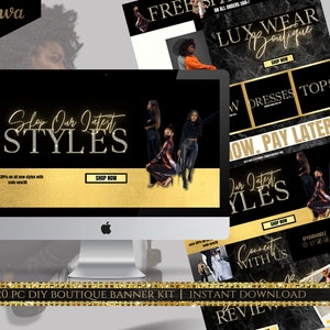 DIY Web Banner Kit| Shopify Clothing Apparel Business Website Design Templates| Ecommerce Web Banner Templates| Canva| Boutique Branding