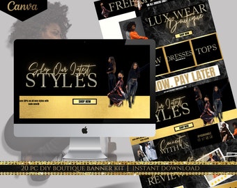 DIY Web Banner Kit| Shopify Clothing Apparel Business Website Design Templates| Ecommerce Web Banner Templates| Canva| Boutique Branding